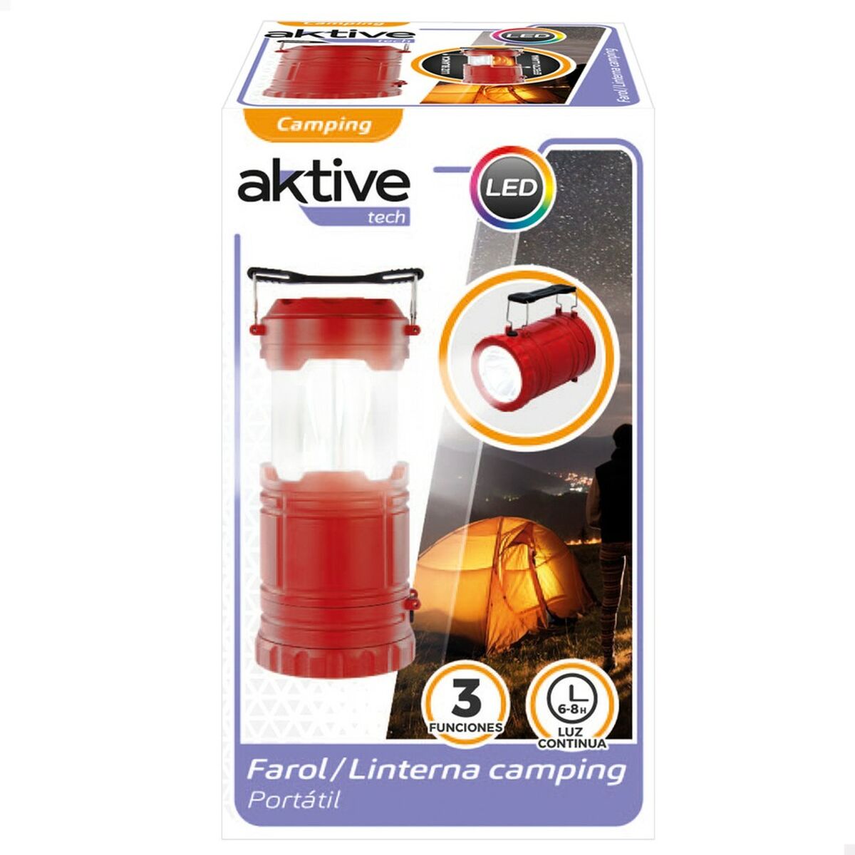 LED laterna Aktive Sarkans Kempings (6 gb.)